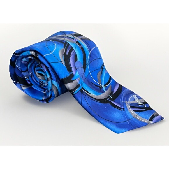 J. Garcia Other - J Garcia Clockworks Blue Abstract Silk Tie Easter Spring Wedding Collectors Art